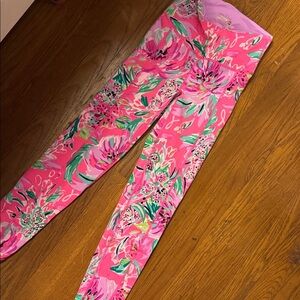 BREAST CANCER Floral pink Leggings lilac 2 pocket purple pastel lily Pulitzer